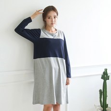 긴팔 수유 칸칸이원피스