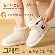 겨울 발열 전기 슬리퍼 충전식 온열 신발 히터 부츠 오프화이트 36 37, 38 39, 커피브라운