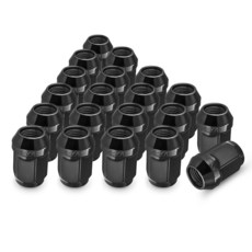 EVIL ENERGY 1/2-20 휠 블랙 러그 너트 세트 포드 F150 익스플로러 엣지 머스탱용 20개 1.9cm(3/4인치) 19mm 육각 폐쇄 엔드 벌지 에이콘 OEM