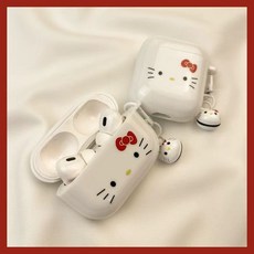 화이트 키티 에어팟1/2/3 케이스+방울 키링, 1개, 흰색, AirPods 4