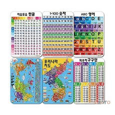 나우에듀 유아학습 벽그림 6종 포스터 숫자 한글 영어 공부방 교육용 1개입