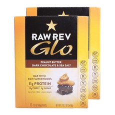 RAW REVOLUTION 超級食物蛋白棒花生醬黑巧克力和海鹽 12 棒純素無麩質 11 克蛋白質, 2個, 544克