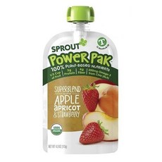 스프라우트 파워 팩 어린이 스무디 슈퍼블렌드 113g, 1개, 사과 + 살구 + 딸기