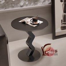 【椿嶼】客廳創意沙髮巖闆圓形邊幾現代簡約小茶幾鐵藝輕奢藝術高級感角幾, 潘多拉【純檯面無架】,直徑：圓50cm高52cm, 1個
