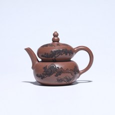 宜興紫砂壺 降坡泥 手工製作, 1個, 红褐色
