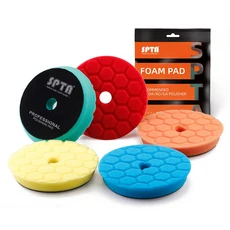 SPTA 1PC 3 "(80mm)/5"(125mm)/6 DA/RO/GA 버퍼 폴리 셔용 경 사진 육각 자동차 스폰지 연마 폼 패드, 06 5PCS MIX, 02 6 Inch (150mm), 01