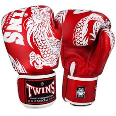 古川小夫 TWINS 限量飛龍款 手工真皮拳擊 泰拳ＭＭＡ 搏擊比賽拳套 紅白, 1個, 12oz