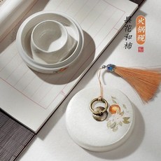 陶瓷保濕墨池 帶蓋不乾墨 書法專用 多功能墨盒, 4寸曇花和柿火鍋硯臺, 1個