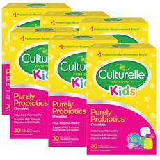 컬처렐 키즈 퓨얼리 프로바이오틱스 츄어블 Culturelle Kids Daily Probiotic, 30정, 6개