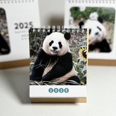 2025打卡日曆 熊貓可愛新款月曆, 1個, 園潤小檯曆11X18cm送小卡,13張雙面