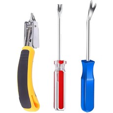 네일 풀러가 포함된 타이페이엠 3PCS 헤비 듀티 스테이플 리무버 키트 실내 장식 바닥재 나무 상자 카펫 벽 건설 프로젝트에르고노믹 그립 및 내구성이 뛰어난 강철용 택 터 멀티 툴, 1