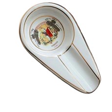 精緻陶瓷哈瓦那圖案煙灰缸 室內外兩用金色邊緣點綴 提升質感 易於清潔 送禮自用皆宜, 白色 羅密歐, 1個