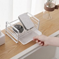 주방 정리 수세미 선반 싱크대 배수트레이 거치대, 블랙