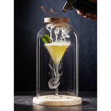 스모킹건 훈연기 덮개 돔 커버 요리 훈제 스모커 불향 훈제 요리 칵테일 연기 업소용 뚜껑 아크릴 투명, 유리 연기 후드+스모크 커버, 1개