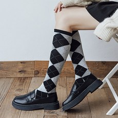 면양말 라인핏 아가일 니삭스 여성 학생 무릎양말 중목양말 무릎양말 트렌디양말 여성패션아이템