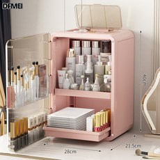 DFMEI 家用化妝品收納盒透明防塵大容量桌面儲物盒臥室多層多功能收納櫃, 1個, 無規格