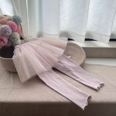 델루비오 아동 여아 플라워 자수 튜튜 치마 레깅스 셔링 망사 스커트 치렝스