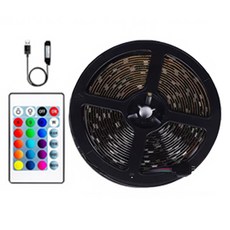 투데이리빙 led 네온 스트립 줄조명 + 리모컨 간접 조명 usb 스트링 라인 라이트 잘라쓰는 조명등 붙이는 센서등 캠핑 야외등 정원등, 1개, R98632B(블랙 3M