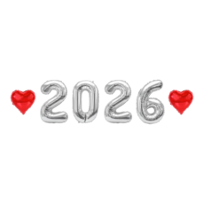 베르트폴 하트 뉴이어 풍선세트 하트 + 숫자, 1세트, 실버