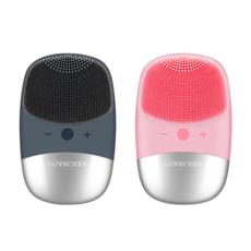 LOVECHEN艾晨美 3in1超聲波煥顏洗臉機 兩入組, 靜謐灰+乾燥玫瑰, LCF-620