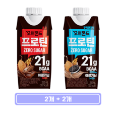 롯데 오트몬드 프로틴 제로슈거 초코 + 쿠키앤크림, 2세트, 250ml