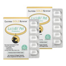 캘리포니아골드뉴트리션 LactoBif 반려동물 프로바이오틱스 50억 CFU 베지 캡슐 60정, 2개, 장건강/유산균