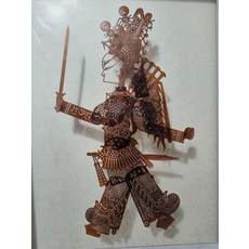 趙雲 皮影 武將 手工牛皮雕刻 上色 仿古色 高41cm, 如圖所示, 1個