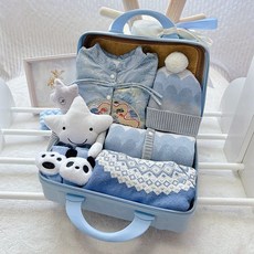 寶寶行李箱彌月禮盒 側開釦連身衣彌月禮 嬰兒送禮套裝