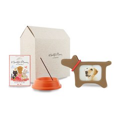 日本香堂 寵物香 (草原香 微煙少灰香) 紀念寵物 線香（新月集）, 1個, 粉橘全套寵物香(線香+香皿+狗狗相框)