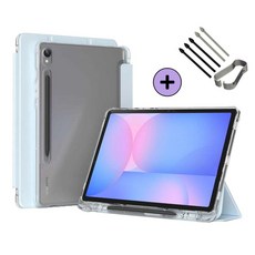 갤럭시탭 S10 FE / S10 FE 플러스 호환 S펜슬 수납 투명 클리어 케이스 북커버 아이친구, 스카이, 1개