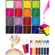 FIVEIZERO 스탬프용 16가지 색상 잉크 패드 세트 종이 목재 원단용 3.8cm(1.58인치) 전문 공예 잉크 패드 DIY 스크랩북 카드 제작 미술 용품용 대, 16 color