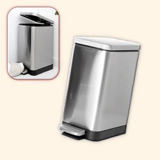(수담스토어) 냄새없는 스텐 쓰레기통 발로밟는 15L 휴지통 200 350 405mm