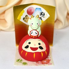 迎春吉祥龍 達磨不倒翁 日本正版 陶製緣起物 11cm kd350, 1個