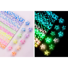 肥婆奶奶 夜光星星摺紙 夜光 210張 許願摺紙 星空摺紙 星星紙 折星星 摺星星 折紙 星星摺紙 夜光星星 許願, 1個裝, 210張夜光星星紙-鐵塔