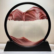 DIU 流沙畫3D創意擺件解壓藝術沙漏家居客廳辦公室桌面書櫃子裝飾品, 紅色【7寸18*19cm】