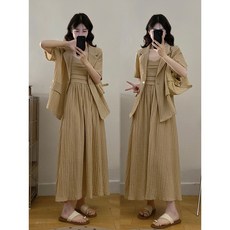 여성복 여름 반팔 얇은 정장 코트 나시 원피스 투피스