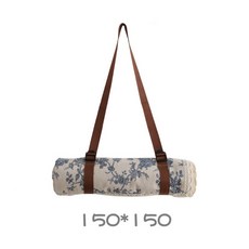 有感選物 質感防水野餐墊 藍色碎花圖案 戶外露營海灘適用 150x150公分, 藍色碎花150*150