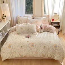 ins全棉母嬰級四件套100純棉小清新四件套新疆棉牀單被套廠家批發, 1個, 萌小喵【100%全棉 軟糯親膚】:150*200cm單被套