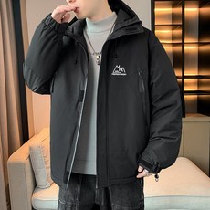 純色連帽加厚保暖短版情侶款棉襖外套