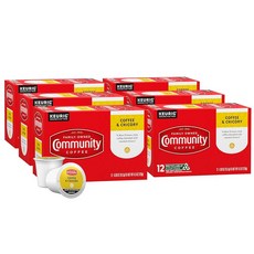 Community Coffee 시그니처 블렌드 12개 커피 포드 다크 로스트 큐리그 2.0 K컵 브루어와 호환 12개 (1팩), 커피 및 치커리