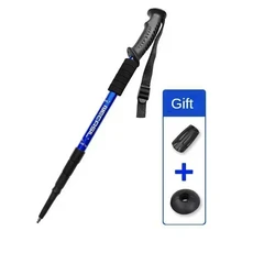 1PCS 알루미늄 합금 텔레스코픽 하이킹 폴 트레킹 워킹 스틱 초경량 흡수기 지팡이 Alpenstock, 05 Blue