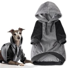 Pet Passion Cooper II 유기농 면 벨루어 강아지 후드 애완동물 코트 소형 중형 대형견용 헤더 그레이 컬러 블록 XXS (1.8-3.2kg(4-7파운드), Heather Gray Color Block