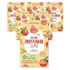 엔트리뉴 유기농 레몬 자몽즙 100% NFC 착즙 원액 레자몽 농축액 스틱, 6박스, 280g
