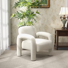 북유럽 벨벳 패브릭 라운지 체어 거실 1인용 소파 암체어 디자인 의자 아이보리 컬러, 1개, 베이지색