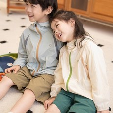 兒童薄款防曬服 男女寶寶連帽拉鏈外套 戶外出游春夏撞色防曬衣