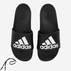 adidas 愛迪達 腳背柔軟舒適的拖鞋+PG束帶繩, 265（黑色）