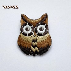 WasangShow 花生騷 森林動物系列 貓頭鷹別針 刺繡布章 可愛動物造型 森林系穿搭配件, 1個