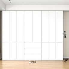 꾸꾸상점 방붙박이장 자녀방인테리어 붙박이장, 현장 설치, 2.8m 폭 조합