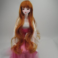 臺灣熱銷 3/1 bjd假髮夜蘿莉娃娃假髮頭套 sd球型公仔頭套高溫絲編髮加厚毛, 金黃齊劉海短捲髮, 1個