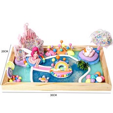 臺灣熱銷 新款微景觀 兒童手工diy材料包製作滴膠沙盤小夜燈場景男女孩玩具, 城堡樂園【20*30大框 帶燈 帶滴膠】, 1個